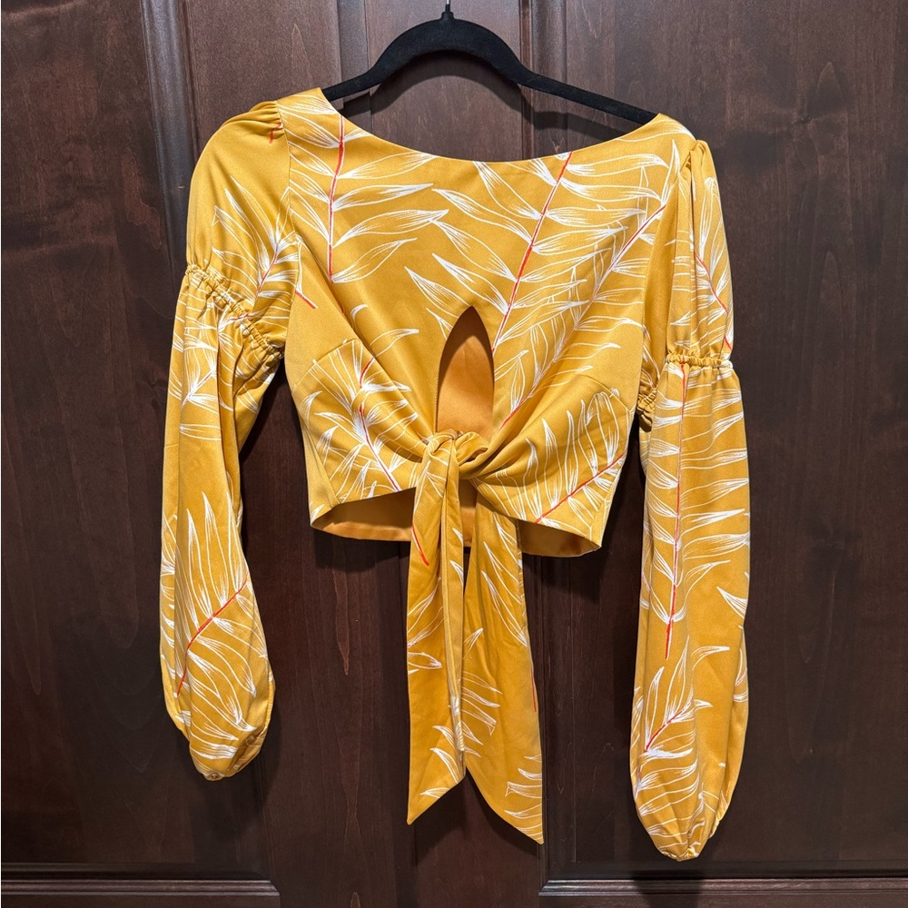 Yellow Leaf Print Women's Top